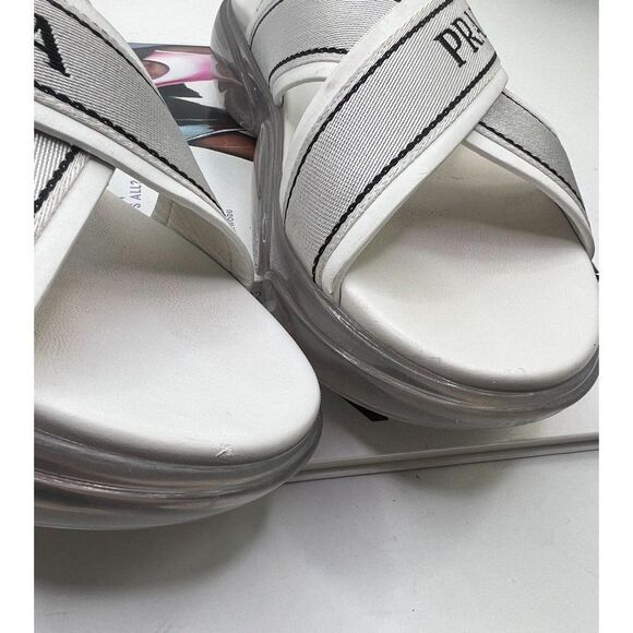 PRADA Cloudburst White Strappy 'Prada' Logo Platform Sandals Size EU37.5 - Picture 4 of 15